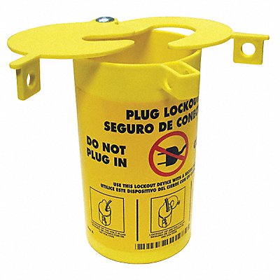 BRADY PLO23 Plug Lockout Yellow 1/4In Shackle Dia.