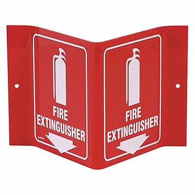 BRADY V1FE15A Fire Extinguisher Sign 6 Hx8 W WHT/R ENG