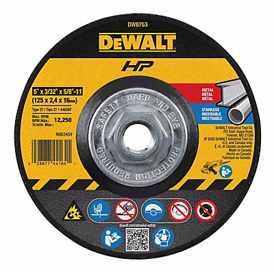 DEWALT DW8753 Depressed Centre Cut Off Wheel 5/8 -11CN ThreadHle