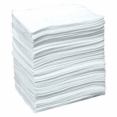 BRADY SPC ABSORBENTS SR100 Absorb Pad Oil Based Liquids White PK100