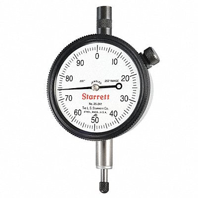 STARRETT 25241J Dial Indicator 0 to 0.250 In 0-100