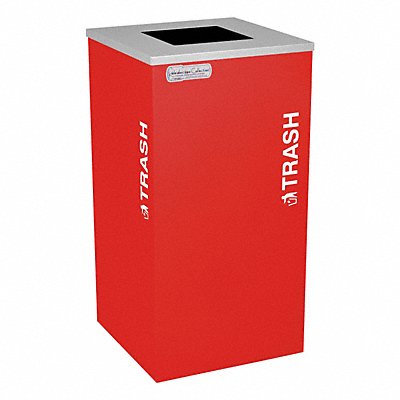 GRAINGER 5UJD3 Garbage Can Square 24 gal Red