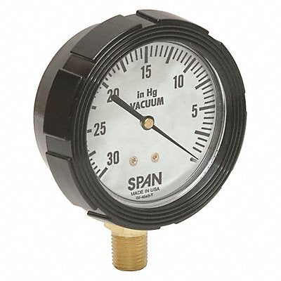 SPAN LFS21030HgGCERT D7962 Vacuum Gauge 30 Hg to 0 2-1/2In 1/4In