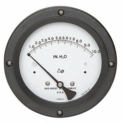 MIDWEST INSTRUMENT 1300114 G8762 Pressure Gauge 0 to 10 In H2O