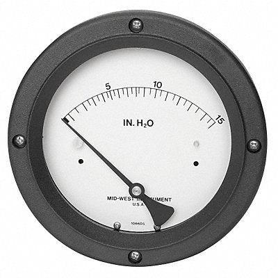 MIDWEST INSTRUMENT 1300115 G8762 Pressure Gauge 0 to 15 In H2O