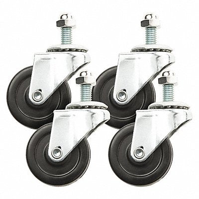 STEINER 54604 Swivel Castor Kit 2 in Dia Black PK4