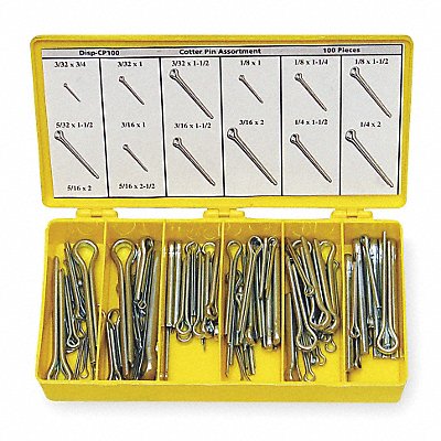 ITW BEE LEITZKE WWGDISPCP550 Cotter Pin Asst LCS Zinc 550 Pcs 7 Sizes