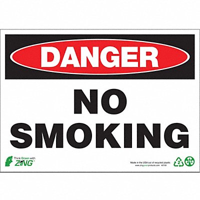ZING 1109A DANGER Sign No Smoking 7X10 Aluminum