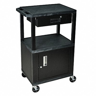 GRAINGER WT42C2BWTD Audio-Visual Cart 200 lb Black 24 in L