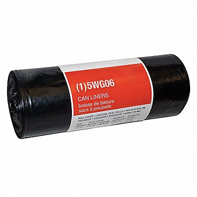 GRAINGER 5WG06 Garbage Bags 33 gal Black PK25