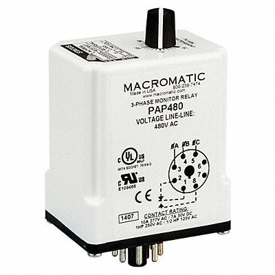 MACROMATIC PAP208 Phase Monitor Relay 208VAC Plug SPDT