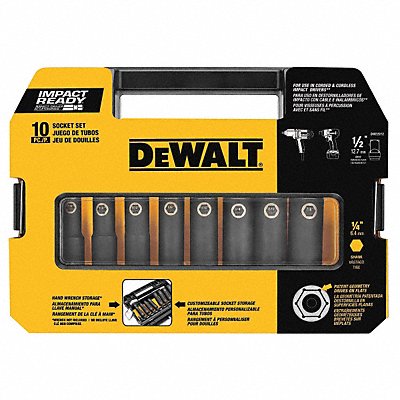 DEWALT DW22812 Impact Socket Set Steel Black Oxide 7/16- 7/8 in