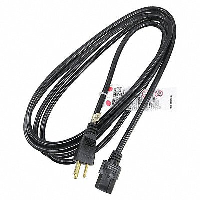 GRAINGER 5XFL9ID Power Cord 5-15P SJT 10 ft Blk 15A 14/3