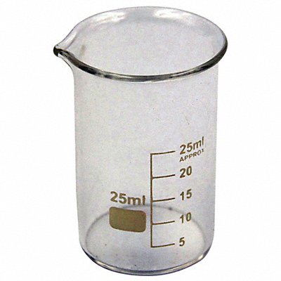 LAB SAFETY SUPPLY 5YGY8 Beaker 25 mL 50 mm H 34 mm Dia PK12