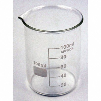 LAB SAFETY SUPPLY 5YGZ0 Beaker 100 mL 70 mm H 50 mm Dia PK12