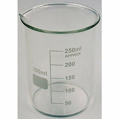 LAB SAFETY SUPPLY 5YGZ2 Beaker 250 mL 95 mm H 70 mm Dia PK12