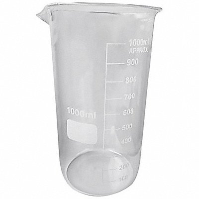 LAB SAFETY SUPPLY 5YHA8 Beaker 1 L 195 mm H 100 mm Dia PK6