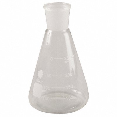LAB SAFETY SUPPLY 5YHR2 Erlenmeyer Flask 250 mL 140 mm H PK12