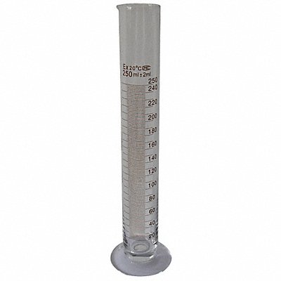 LAB SAFETY SUPPLY 5YHY2 Graduated Cylinder 250 mL 42 mm Dia PK6