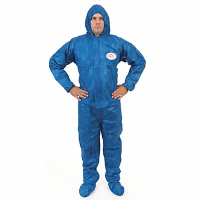 VIROGUARD 24045XL Hooded Coverall w/Boots Blue 5XL PK25