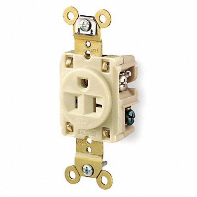HUBBELL HBL5361I Receptacle Ivory 20 A 2P3W Back Side 1PK