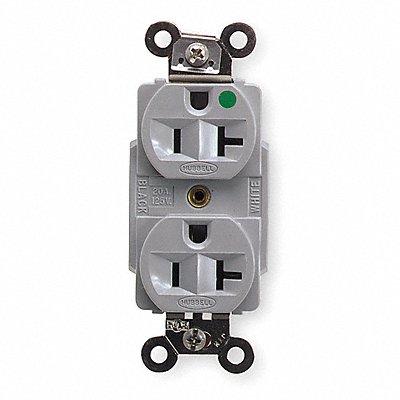 HUBBELL HBL8300GY Receptacle Grey 20 A 2P3W Back Side 1PK