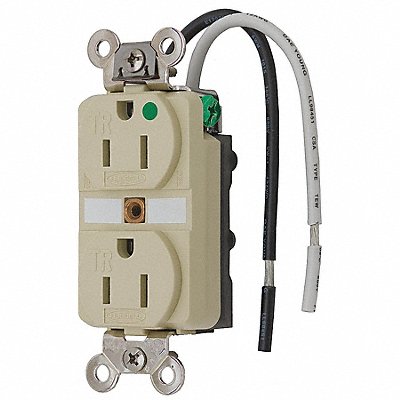 HUBBELL HBL8200SGIA Receptacle Ivory 15 A 2P3W Back Side 1PK