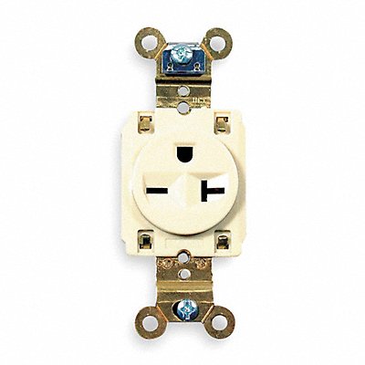 HUBBELL HBL5461I Receptacle Ivory 20 A 2P3W Back Side 1PK