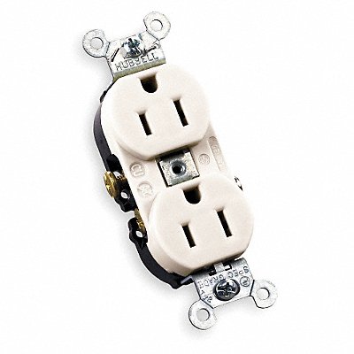 HUBBELL CR15WHI Receptacle White 15 A 2P3W Side 1PK