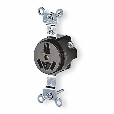 HUBBELL HBL6810 Receptacle Black 20 A 3P3W Back Side 1PK