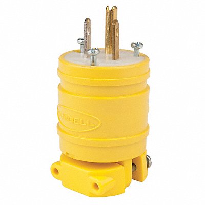 HUBBELL HBL1447 Dust Tight Straight Plug Yellow 15 A Stnd 5-15P