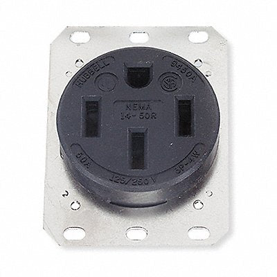 HUBBELL HBL9450A Receptacle Black 50 A 3P4W Back Side 1PK