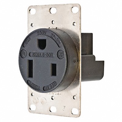 HUBBELL HBL9367 Receptacle Black 50 A 2P3W Back Side 1PK