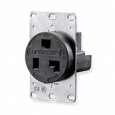 HUBBELL HBL9308 Receptacle Black 30 A 2P3W Back Side 1PK