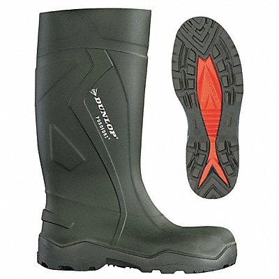 DUNLOP E762943 D9543 Rubber Boot Men s 9 Knee Green PR
