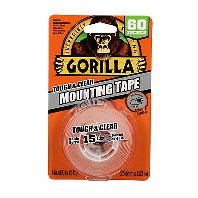 GORILLA 6065001 Double Sided Tape 1 11/16 yd L 1 W