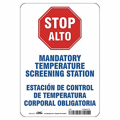CONDOR HWB770T1007 Bilingual Temperature Screening Sign