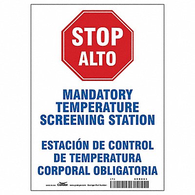 CONDOR HWB770T1410 Bilingual Temperature Screening Sign