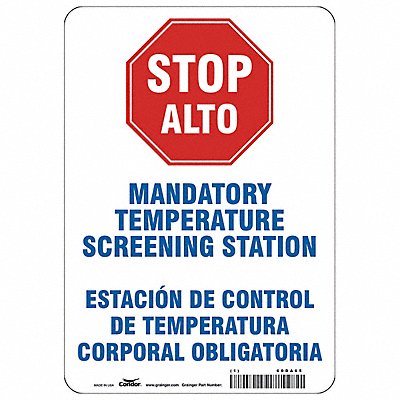 CONDOR HWB770A1007 Bilingual Temperature Screening Sign