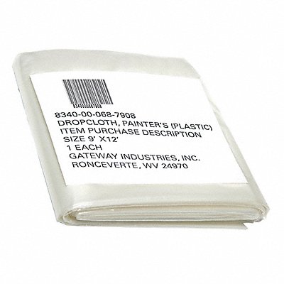 ABILITY ONE 8340000000000 Drop Cloth 9 ft L 12 ft W Plastic