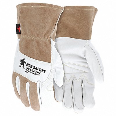 MCR SAFETY 4890M Welding Leather Glove Brown/White M PR