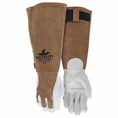 MCR SAFETY 4892XL Welding Leather Glove Brown/White XL PR