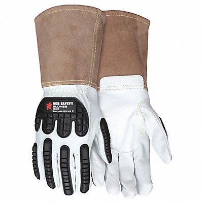 MCR SAFETY 48406L Leather Gloves White L PK12