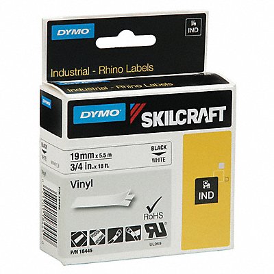 SKILCRAFT 7530020000000 Cassette Vinyl Label Tape 3/4 x 18 ft.