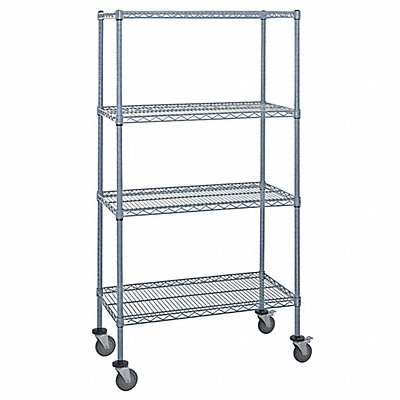 QUANTUM STORAGE SYSTEMS M2448GY47 Mobile Stem Castor Cart Grey 4 Shelves