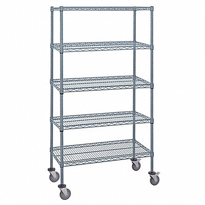 QUANTUM STORAGE SYSTEMS M1848GY475 Mobile Stem Castor Cart Grey 5 Shelves