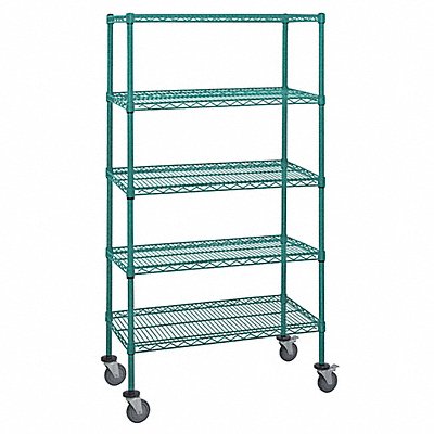 QUANTUM STORAGE SYSTEMS M2460P465 Mobile Stem Castor Cart Green 5 Shelves