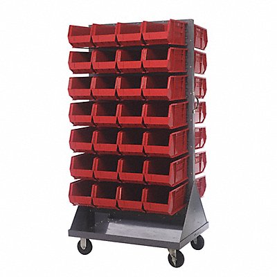 QUANTUM STORAGE SYSTEMS QMD36H240RD Mobile Louvered Floor Rack Steel 56 Bins