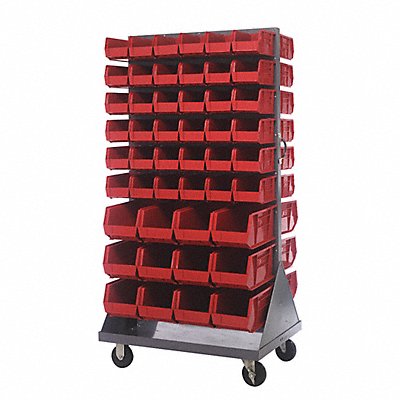 QUANTUM STORAGE SYSTEMS QMD36H230240RD Mobile Louvered Floor Rack Steel 96 Bins