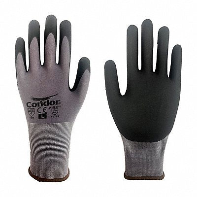 CONDOR 60WF89 K3386 Coated Gloves Nylon Span Nitrile L PR